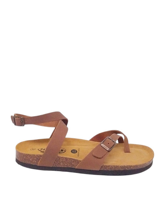 Leather Women's Flat Sandals with Strap Castagna