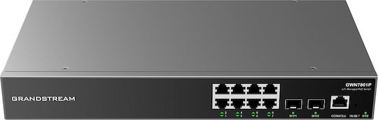 Grandstream GWN7801P Verwaltet L2 PoE+ Switch mit 8 Ports Ethernet und 2 SFP Ports