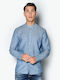 Long-sleeved Linen Shirt Light Blue