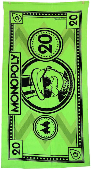 Hasbro Monopoly Παιδική Πετσέτα Θαλάσσης Πράσινη 140x70εκ.
