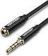 Vention 3.5mm Jack Cable TRRS 3.5mm Male - 3.5mm Female Black 1.5m With Gold Plated Terminals BHCBG