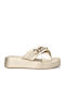 Lexi Leather Women's Flat Sandals Flatforms in Gold Color