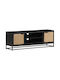 TV Stand from Metal & Solid Wood Black L120xW30xH40cm