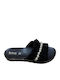 Leather Women's Flat Sandals in Black Color