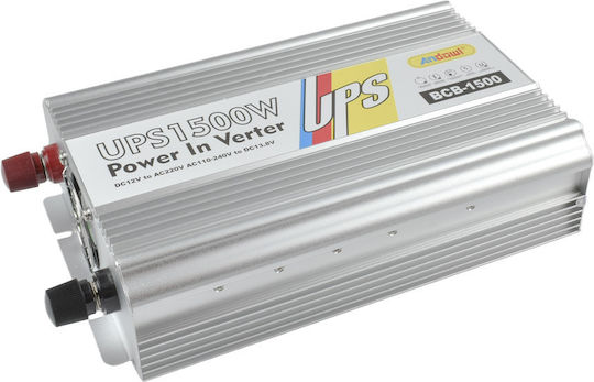 Andowl Inverter Αυτοκινήτου Τροποποιημένου Ημιτόνου 1500W για Μετατροπή 12V DC σε 220V AC