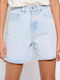 Funky Buddha FBL007-17003 Women's Jean High-waisted Shorts Light Blue