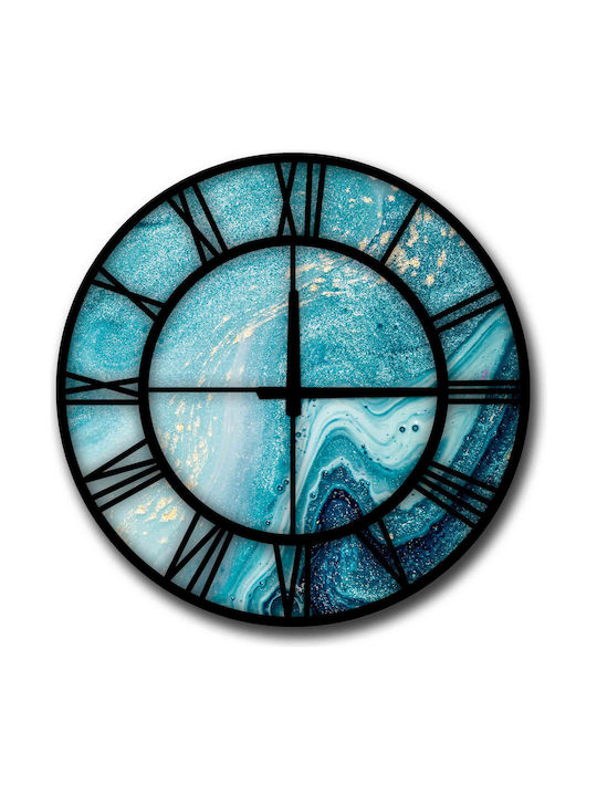 Ρολόι Τοίχου Πλαστικό Μαύρο/Μπλε 50cm