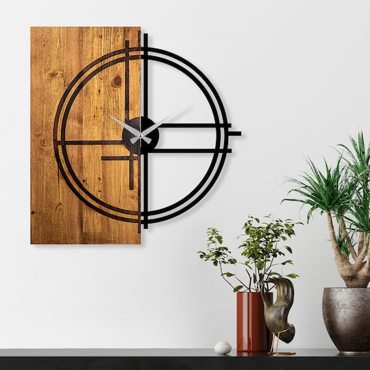 Wallity 3D Wall Clock Wooden Brown 58x56cm