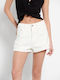 Funky Buddha FBL007-41003 Women's Jean High-waisted Shorts White