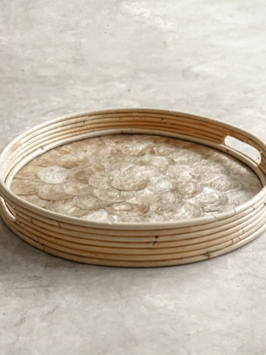 Ravenna Rattan Round Decorative Tray Gold 40x40x8cm