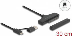 DeLock USB to SATA USB/USB-C to SATA for 2.5" HDD/SSD 6Gbps Black 61042