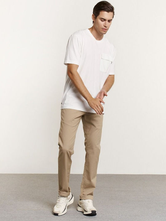 Men's Jeans Pants Elastic with Regular Straight Fit Beige