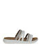 Leder Flache Sandalen für Damen in Beige Farbe