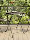 vidaXL Hilfstisch für Kleine Außenbereiche Zusammenklappbar Rattan mit Metallrahmen Grau 55x54x71cm
