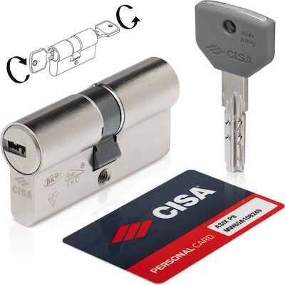Cisa Κύλινδρος Κλειδαριάς Ασφαλείας Asix p8 90mm (40-50) με 5 Κλειδιά Ασημί