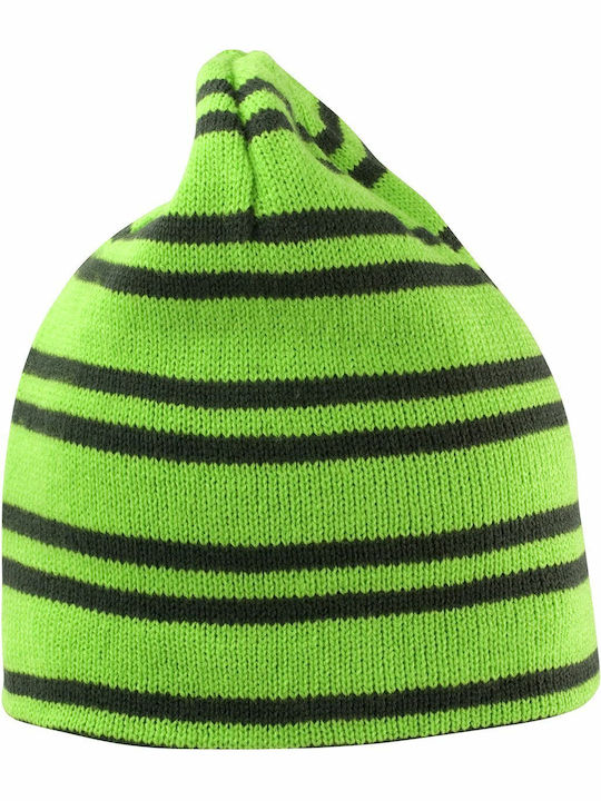 Result Knitted Reversible Beanie Cap Lime/Grey