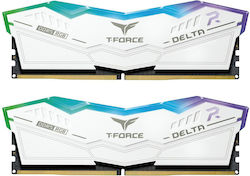 TeamGroup Delta RGB White 64GB DDR5 RAM με 2 Modules (2x32GB) και Ταχύτητα 6000 για Desktop