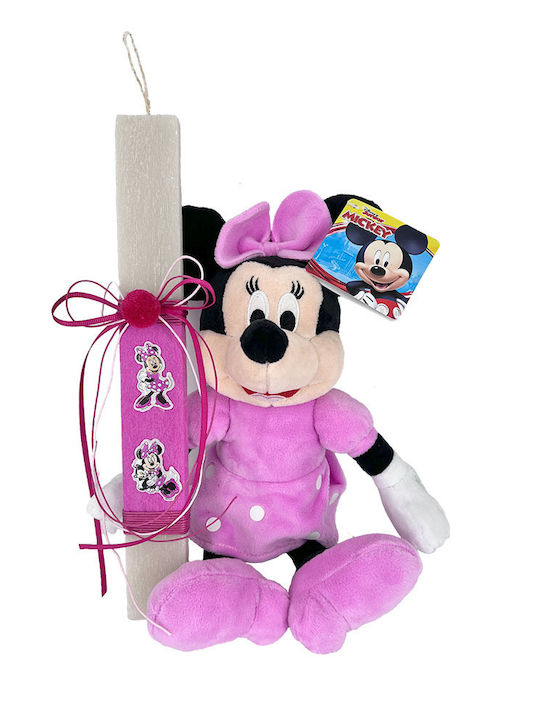 Πασχαλινή Λαμπάδα Minnie Πλακέ Αρωματική και Χειροποίητη Ροζ