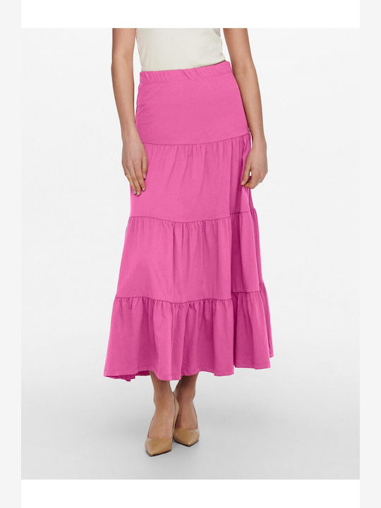 Only Hohe Taille Maxi Rock in Fuchsie Farbe