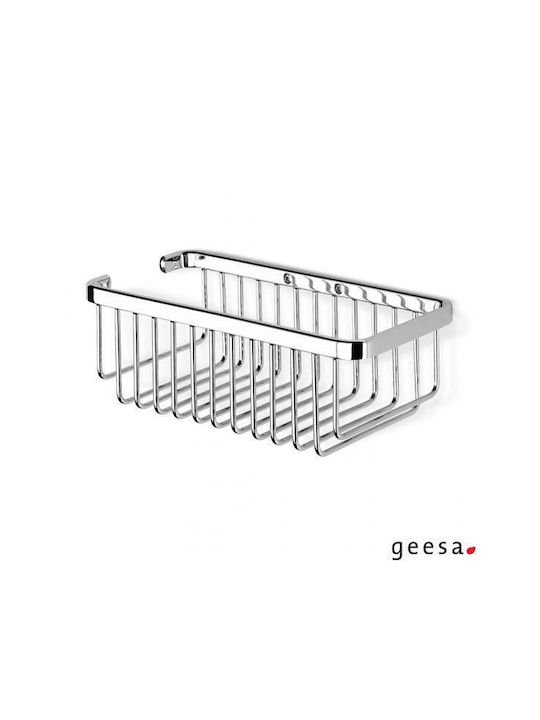 Geesa Basket 140 Sponge and Bottle Holder Wall-Mounted Metal Chrome 26.5x12.5x8.5 cm