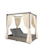 Sunbed Double Aluminum with Cushion & Sunshade Gray 150x200x200cm.