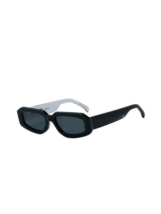 Oscar & Frank Yakimoto Слънчеви очила с Черен гланц Пластмасов Рамка и Сив Леща