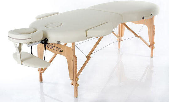 Rest Pro Vip Oval 2 Wooden Folding Beige Massage and Physiotherapy Bed 192x70cm