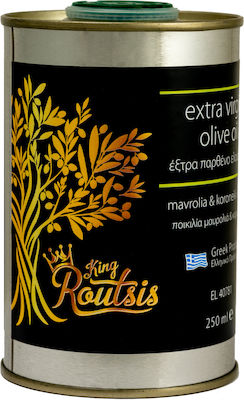 King Routsis Extra Virgin Olive Oil Mavrolia & Koroneiki Variety 250ml in a Metallic Container