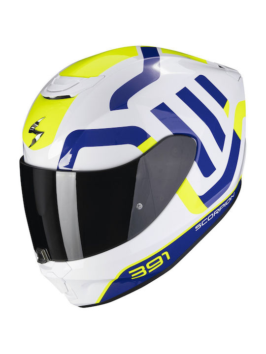 Scorpion EXO-391 Arok Blanc / Bleu / Jaune Fluo...