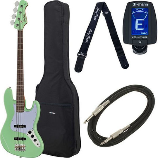 Harley Benton Електрическо бас китара JB-62CC SFG Bundle Зелена морска пяна
