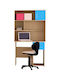 No 8 Kids Desk with Library made of Melamine Oak Light Blue 100x55x180cm