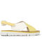 Camper Oruga Leather Women's Flat Sandals Anatomic in Yellow Color