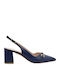 X Leder Pumps mit Riemchen Marineblau