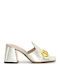 Mules with Chunky High Heel in Silver Color