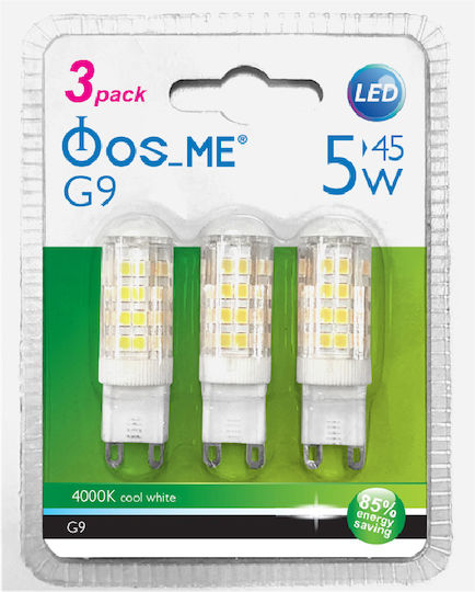 Fos me Λάμπες LED 5W για Ντουί G9 Φυσικό Λευκό 450lm 3τμχ
