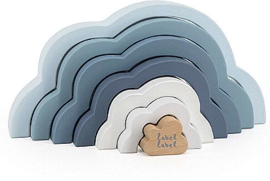 Label Label Παιχνίδι Στοίβαξης Rainbow Puzzle Cloud από Ξύλο για 12+ Μηνών