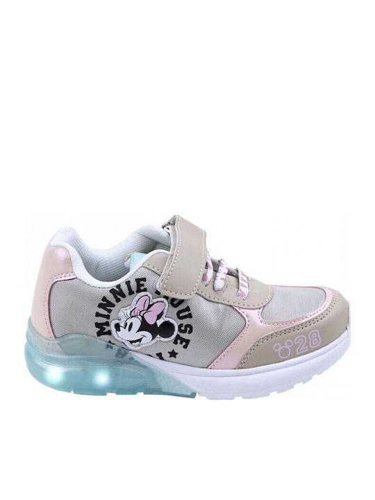 Minnie Mouse Kids Sneakers with Scratch & Lights Beige