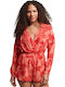 Women's Long Sleeve One-piece Shorts Coral