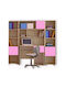 No 8 Kids Desk with Library made of Melamine Pink 180x55x180cm