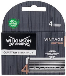 Wilkinson Sword Quattro Essential 4 Vintage Edition Replacement Heads with 4 Blades 4pcs