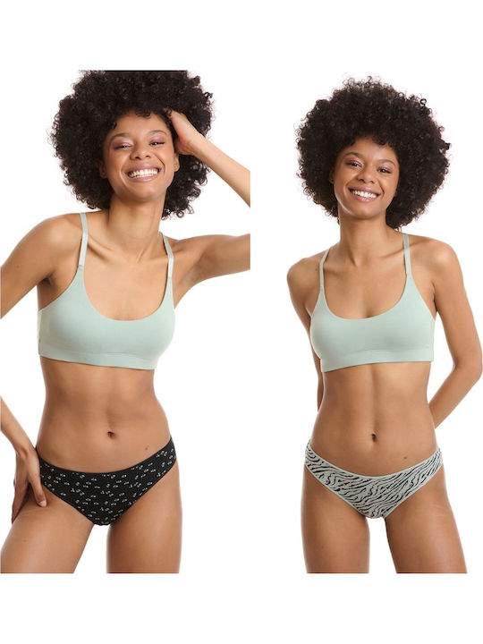 Bamboo Women's Slip 2Pack Black/Mint
