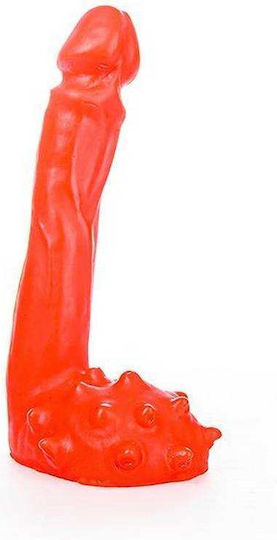 All Black All Red Ρεαλιστικό Dildo με Όρχεις Κόκκινο 18cm