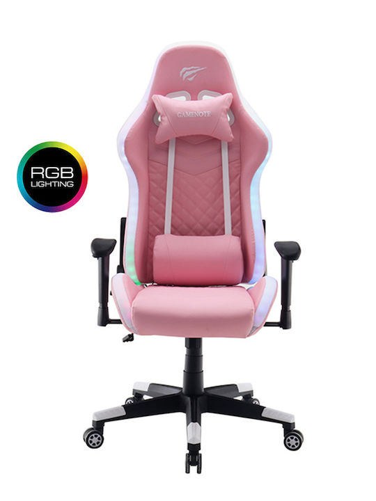 Havit GC927 Καρέκλα Gaming Δερματίνης με Ρυθμιζόμενα Μπράτσα και RGB Φωτισμό Ροζ