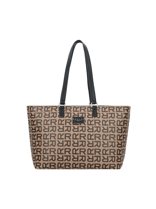 Replay Damen Tasche Shopper Schulter Braun