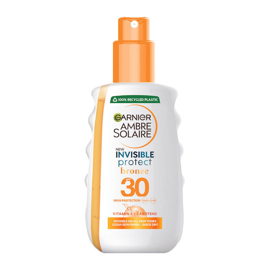 Garnier Ambre Solaire Invinsible Protect Tan Vitamin E & Carotene Waterproof Sunscreen Body Lotion SPF30 Spray 200ml