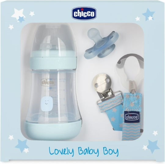 Chicco Plastic Baby Bottle Set Perfect 5 Anti-Colic with Silicone Nipple for 0+, 0+ m, months Blue 150ml 3pcs