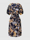 Ralph Lauren Lauren Badeliz Summer Mini Evening Dress Wrap Navy Blue