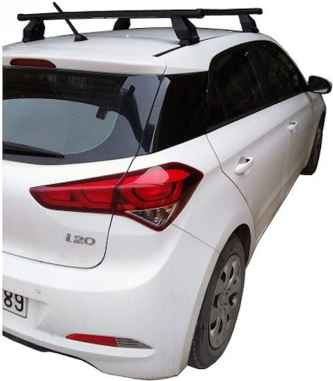 Menabo Metallic Car Roof Bars FE1 - 3360MB 112cm for Hyundai i20 5D 2014-2020 Set with Roof Rack Legs Silver