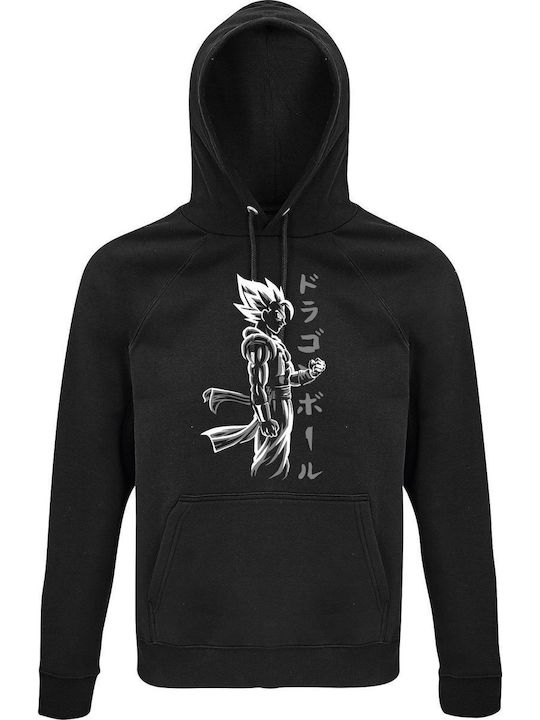 Hoodie Unisex Organic " Dragonball Fanart Grey White " Black