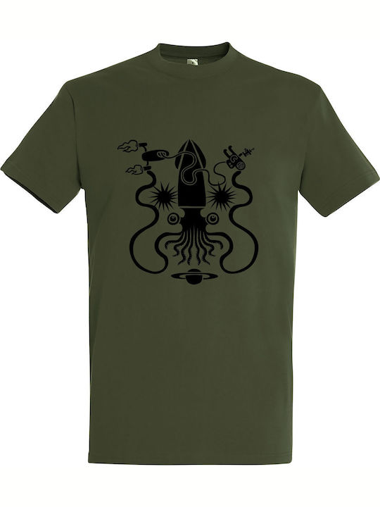 T-shirt Unisex " Space Squid " Army